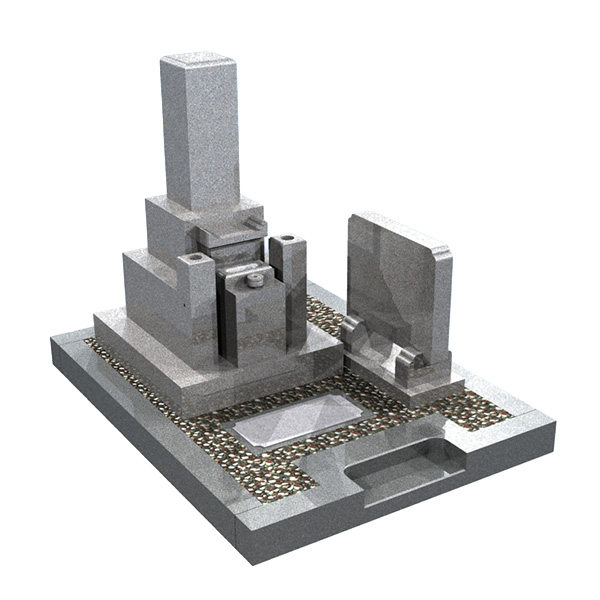 宝塚市での芝台付き墓石のイメージ図