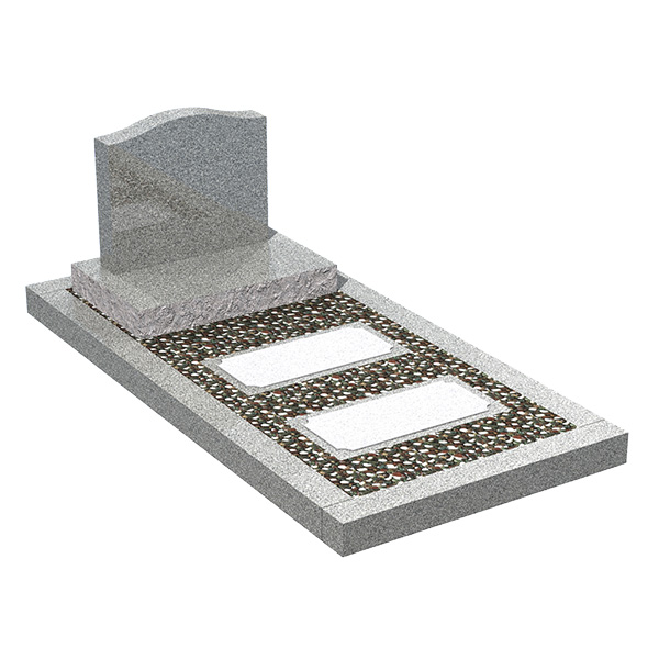 宝塚市での青御影石を使用したプレート型の墓石デザイン例