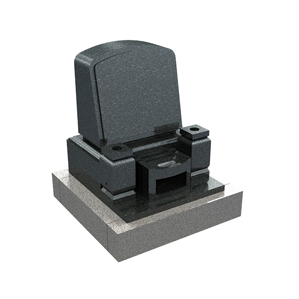 宝塚市の墓石　黒御影石を使用した洋型墓石デザイン例